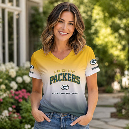 LIMITED EDITION - NEW CUSTOMIZED NFL08 GBP GB PACKERS V-NECK FEMALE SHIRT