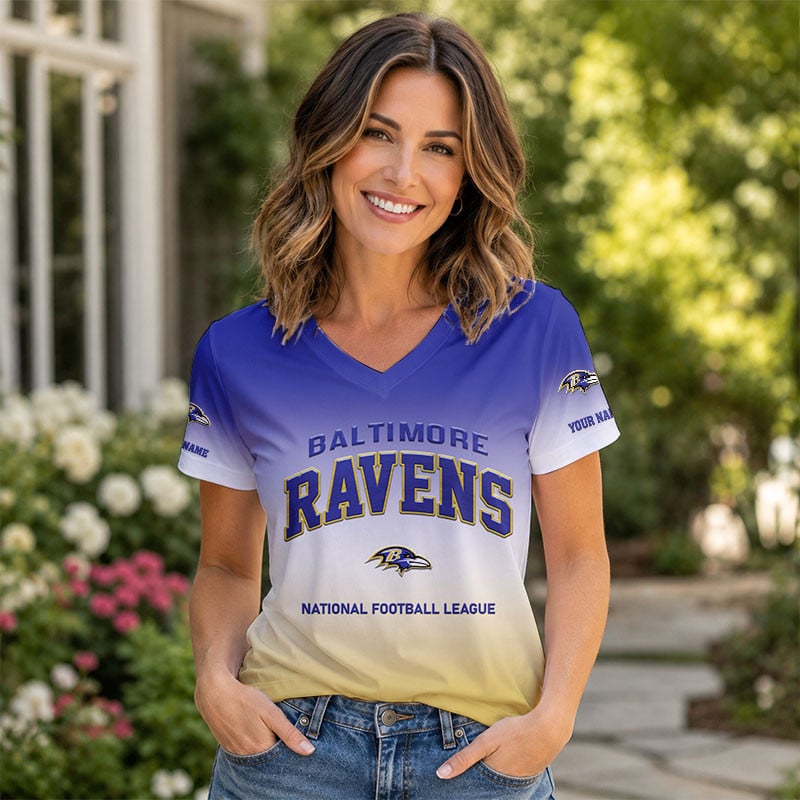 LIMITED EDITION - NEW CUSTOMIZED NFL28 BTR BT RAVENS V-NECK FEMALE SHIRT