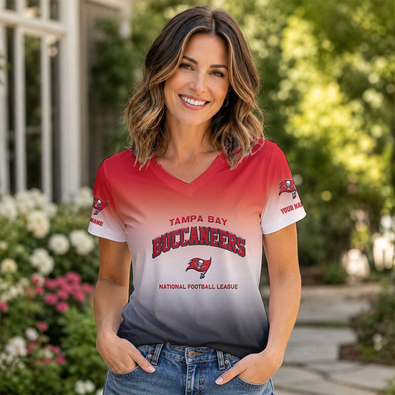 LIMITED EDITION - NEW CUSTOMIZED NFL10 TBB TB BUCCANEERS V-NECK FEMALE SHIRT