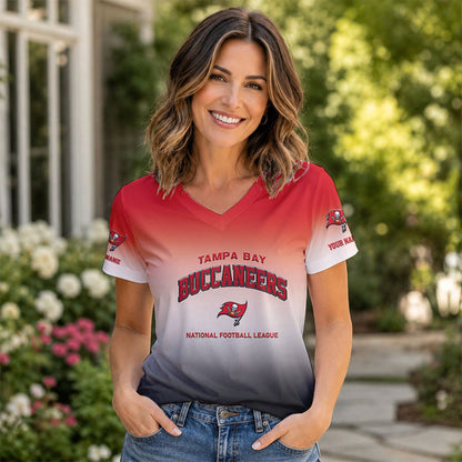 LIMITED EDITION - NEW CUSTOMIZED NFL10 TBB TB BUCCANEERS V-NECK FEMALE SHIRT