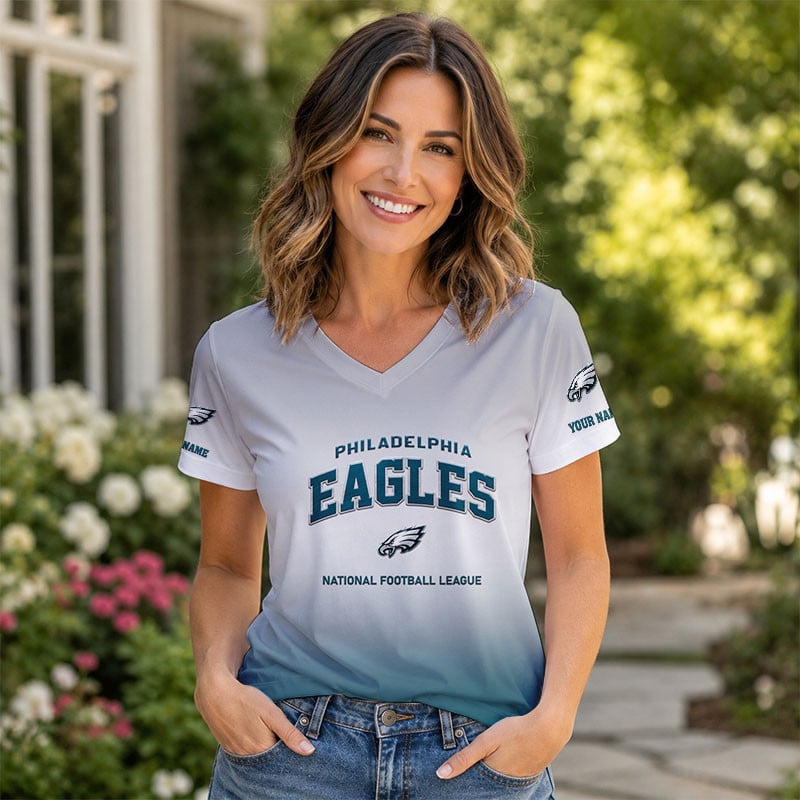 LIMITED EDITION - NEW CUSTOMIZED NFL02 PPE PP EAGLES V-NECK FEMALE SHIRT