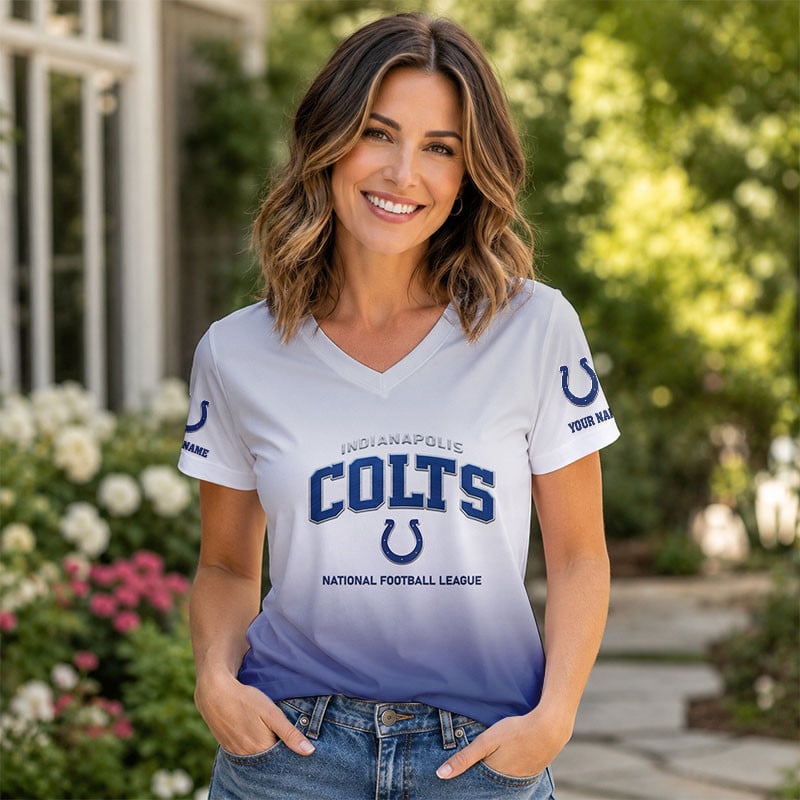 LIMITED EDITION - NEW CUSTOMIZED NFL17 IDC ID COLTS V-NECK FEMALE SHIRT