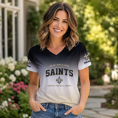 LIMITED EDITION - NEW CUSTOMIZED NFL24 NOS NO SAINTS V-NECK FEMALE SHIRT