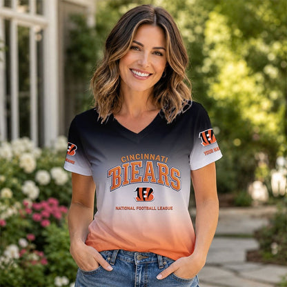 LIMITED EDITION - NEW CUSTOMIZED NFL16 CCB CC BENGALS V-NECK FEMALE SHIRT