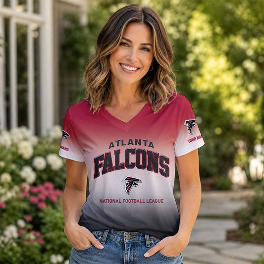 LIMITED EDITION - NEW CUSTOMIZED NFL18 ATF AT FALCONS V-NECK FEMALE SHIRT