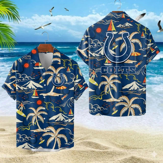 VIRAL EDITION  - NEW CUSTOMIZED NFL17 IDC INDIANAPOLIS COLTS UNISEX INDEPENDENCE DAY HAWAIIAN SHIRT & SHORTS SET