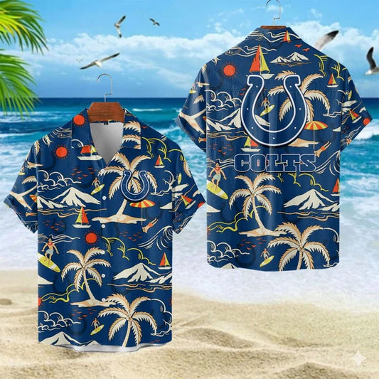 VIRAL EDITION  - NEW CUSTOMIZED NFL17 IDC INDIANAPOLIS COLTS UNISEX INDEPENDENCE DAY HAWAIIAN SHIRT & SHORTS SET