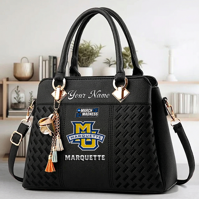 LIMITED EDITION - NEW CUSTOMIZED NCAA MAM17 MGE MARQUETTE GOLDEN EAGLES ZIP HANDBAG MULTICOLOR