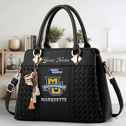 LIMITED EDITION - NEW CUSTOMIZED NCAA MAM17 MGE MARQUETTE GOLDEN EAGLES ZIP HANDBAG MULTICOLOR