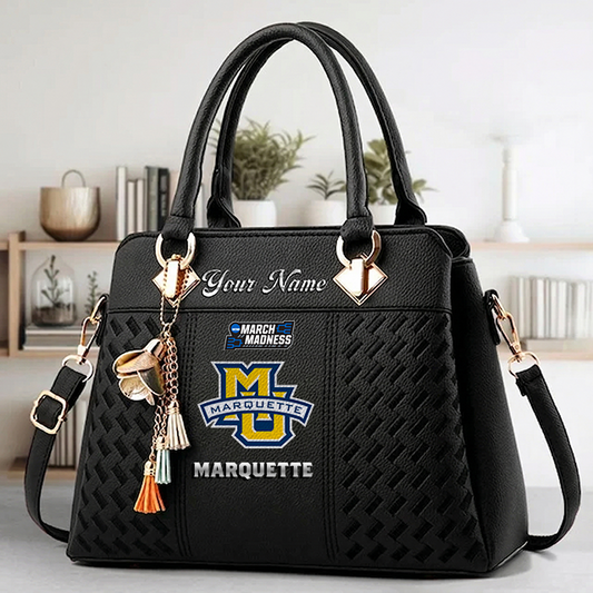 LIMITED EDITION - NEW CUSTOMIZED NCAA MAM17 MGE MARQUETTE GOLDEN EAGLES ZIP HANDBAG MULTICOLOR