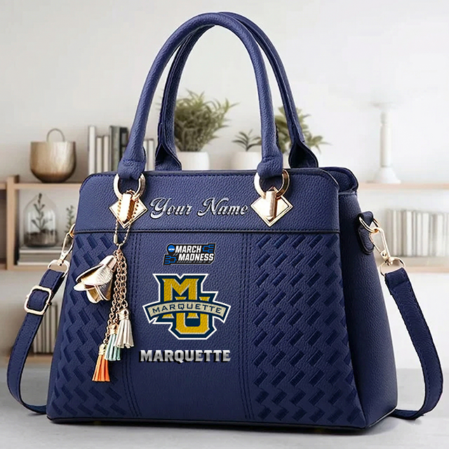 LIMITED EDITION - NEW CUSTOMIZED NCAA MAM17 MGE MARQUETTE GOLDEN EAGLES ZIP HANDBAG MULTICOLOR