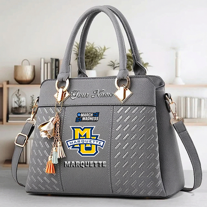 LIMITED EDITION - NEW CUSTOMIZED NCAA MAM17 MGE MARQUETTE GOLDEN EAGLES ZIP HANDBAG MULTICOLOR