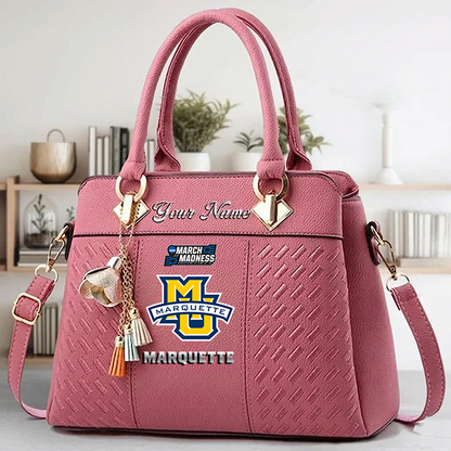 LIMITED EDITION - NEW CUSTOMIZED NCAA MAM17 MGE MARQUETTE GOLDEN EAGLES ZIP HANDBAG MULTICOLOR