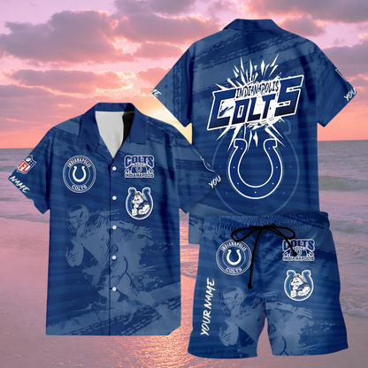LIMITED EDITION  - NEW CUSTOMIZED NFL17 IDC INDIANAPOLIS COLTS UNISEX HAWAIIAN SHIRT & SHORTS SET