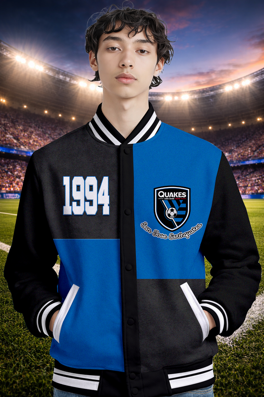 LIMITED EDITION - NEW CUSTOMIZED MLS17 SJE SJ EARTHQUAKES SATIN VARSITY & BASEBALL JACKET