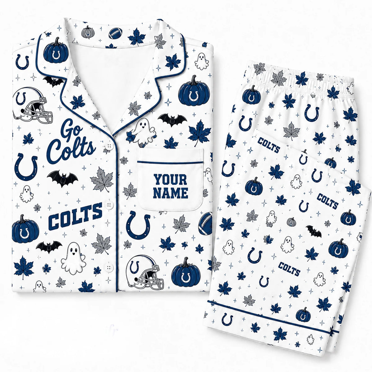 [SPECIAL OFFER] NEW CUSTOMIZED NFL17 IDC INDIANAPOLIS COLTS HALLOWEEN LONG PAJAMAS SET