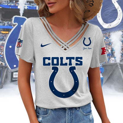 [SPECIAL OFFER] NEW CUSTOMIZED NFL17 IDC INDIANAPOLIS COLTS V-NECK SHIRT