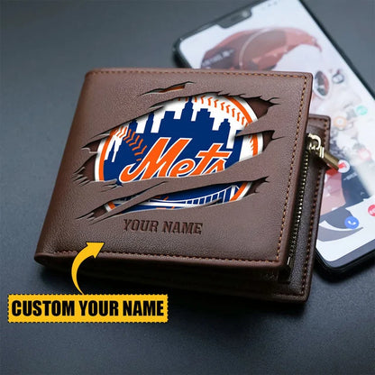 LIMITED EDITION - NEW CUSTOMIZED MLB17 NYM NEW YORK METS LEATHER WALLET