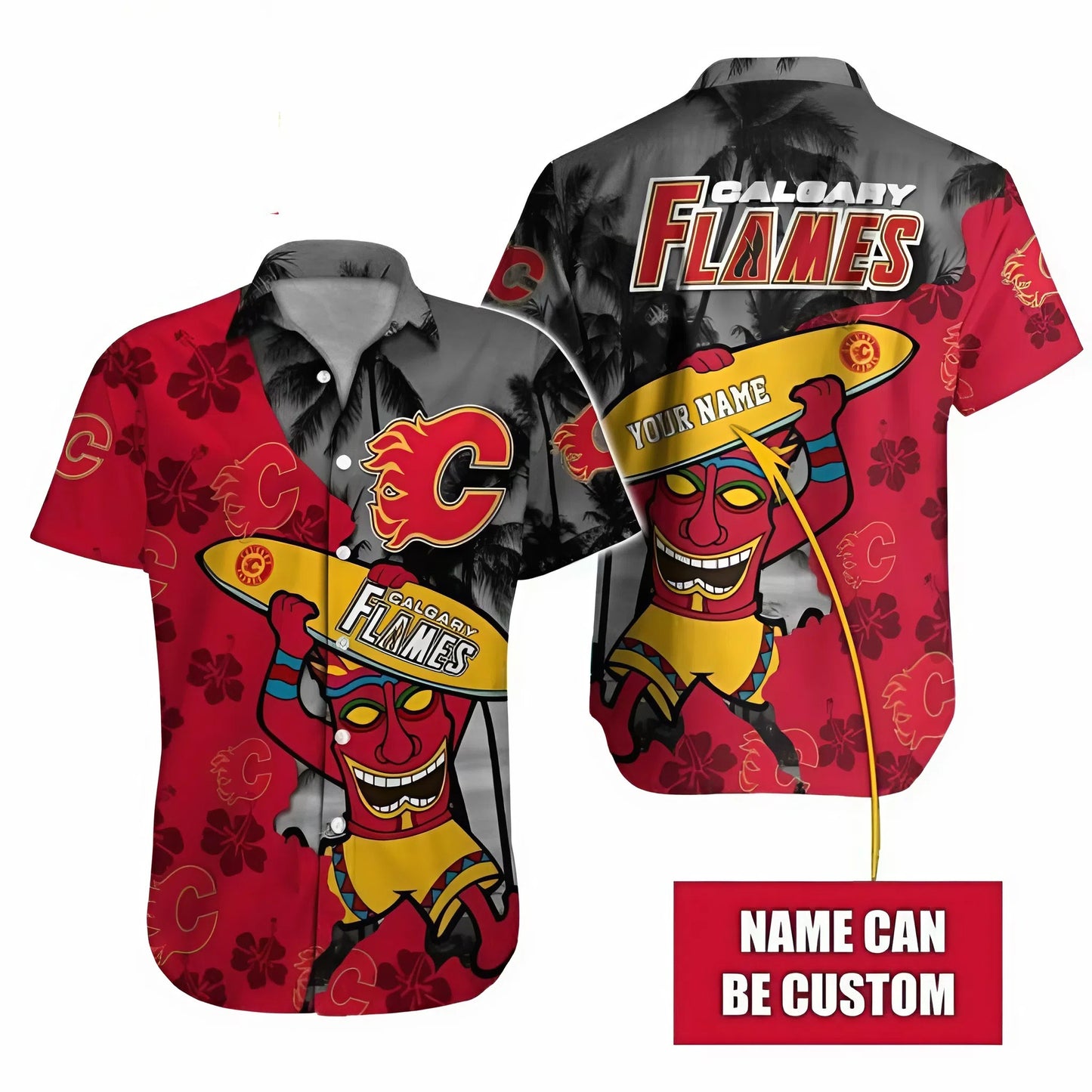 LIMITED EDITION - NEW CUSTOMIZED NHL17 CGF CALGARY FLAMES UNISEX HAWAIIAN SHIRT