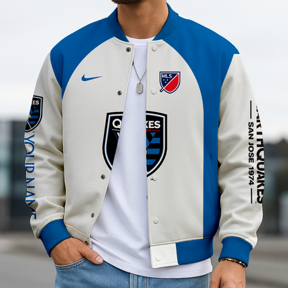 LIMITED EDITION - NEW CUSTOMIZED MLS17 SJE SJ EARTHQUAKES SATIN VARSITY & BASEBALL JACKET