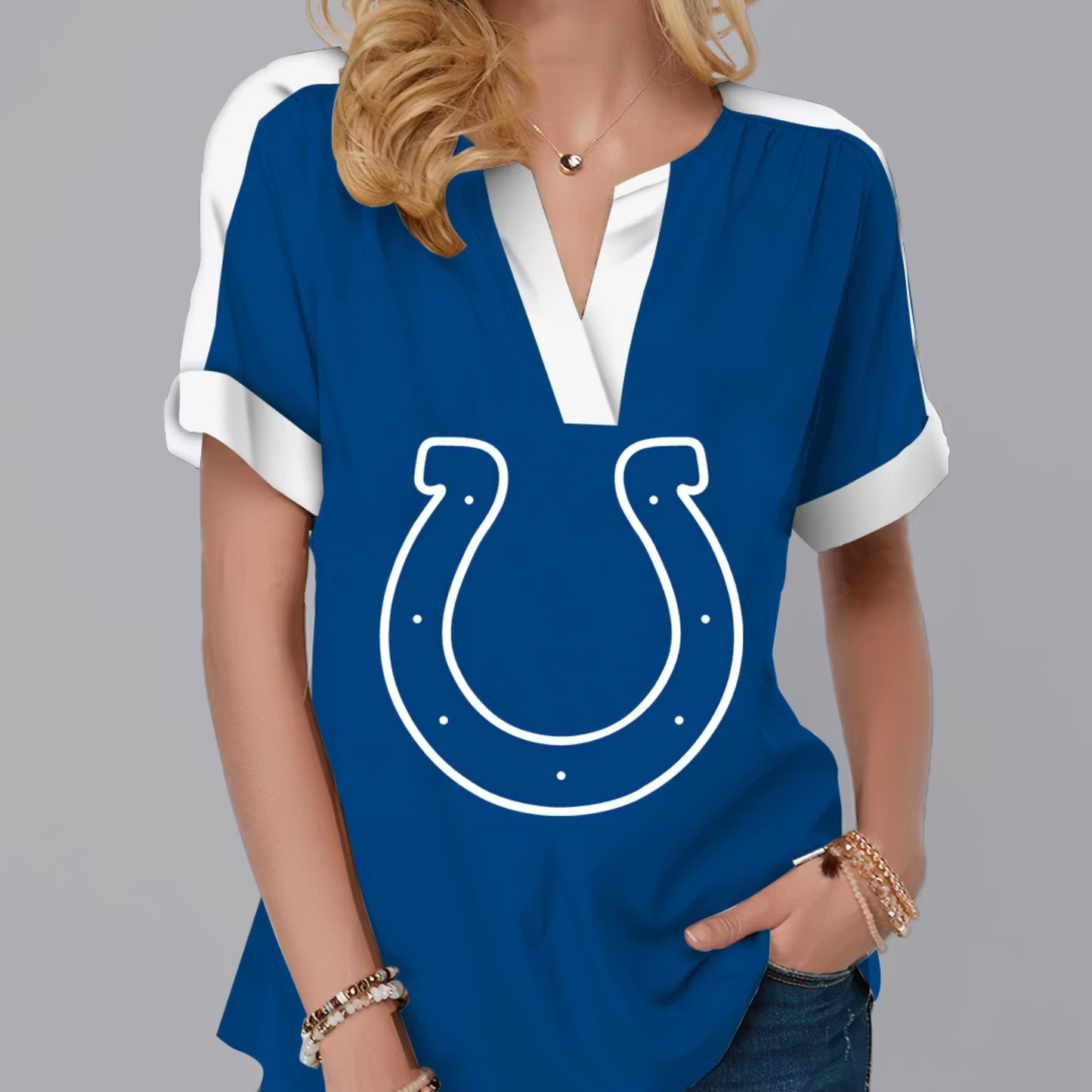 LIMITED EDITION - NEW CUSTOMIZED NFL17 IDC INDIANAPOLIS COLTS V-NECK FEMALE SHIRT