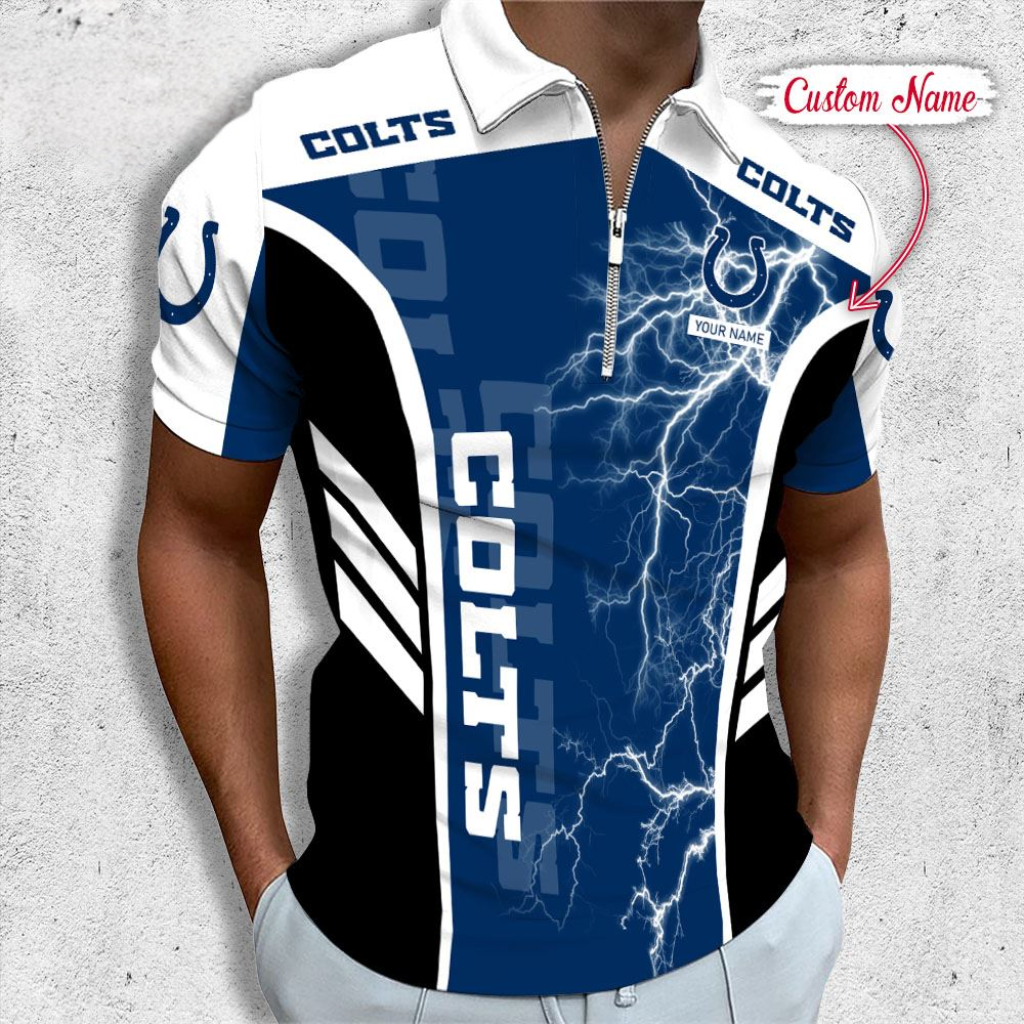 LIMITED EDITION - NEW CUSTOMIZED NFL17 IDC INDIANAPOLIS COLTS ZIP POLO SHIRT