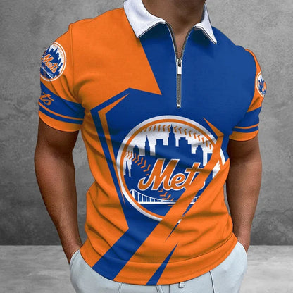 [FLASH SALE] NEW CUSTOMIZED MLB17 NYM NEW YORK METS ZIP POLO SHIRT