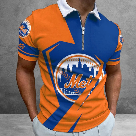 [FLASH SALE] NEW CUSTOMIZED MLB17 NYM NEW YORK METS ZIP POLO SHIRT