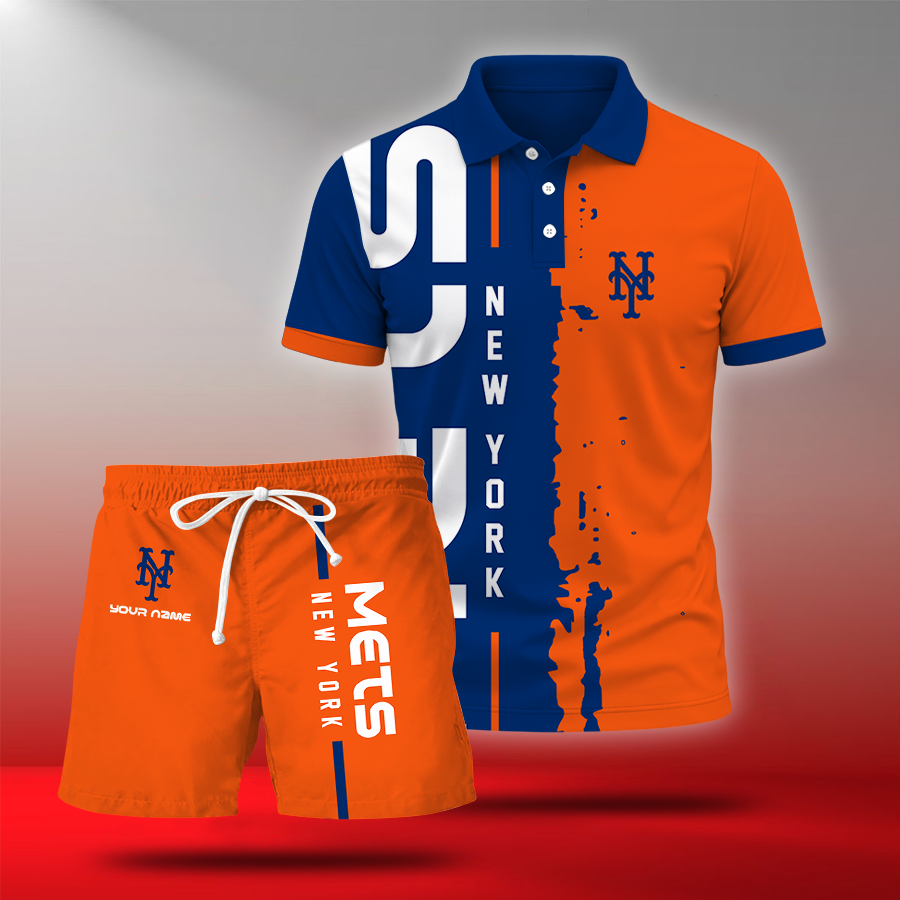 LIMITED EDITION - NEW CUSTOMIZED MLB17 NYM NEW YORK METS POLO & SHORT PANTS SET