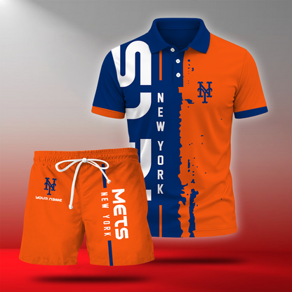 LIMITED EDITION - NEW CUSTOMIZED MLB17 NYM NEW YORK METS POLO & SHORT PANTS SET