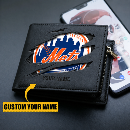 LIMITED EDITION - NEW CUSTOMIZED MLB17 NYM NEW YORK METS LEATHER WALLET
