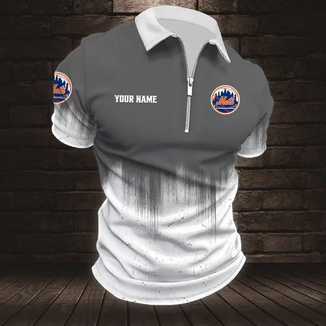 [FLASH SALE] NEW CUSTOMIZED MLB17 NYM NEW YORK METS ZIP POLO SHIRT