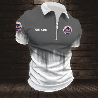 [FLASH SALE] NEW CUSTOMIZED MLB17 NYM NEW YORK METS ZIP POLO SHIRT