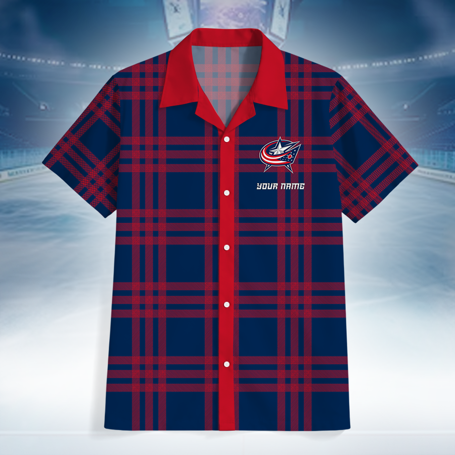 LIMITED EDITION - NEW CUSTOMIZED NHL18 CBJ COLUMBUS BLUE JACKETS UNISEX HAWAIIAN SHIRT