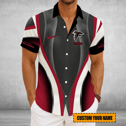 LIMITED EDITION - NEW CUSTOMIZED NFL18 ATF ATLANTA FALCONS SHORT SLEEVE BUTTON-UP SHIRT