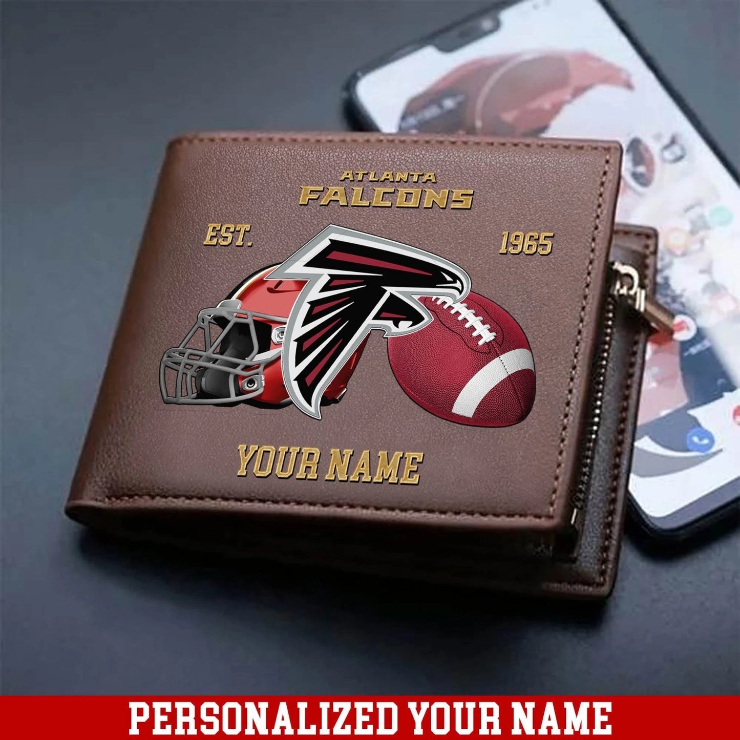 LIMITED EDITION - NEW CUSTOMIZED NFL18 ATF ATLANTA FALCONS LEATHER WALLET