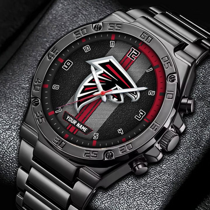 LIMITED EDITION - NEW CUSTOMIZED NFL18 ATF ATLANTA FALCONS LUXURY STAINLESS STEEL WATCH