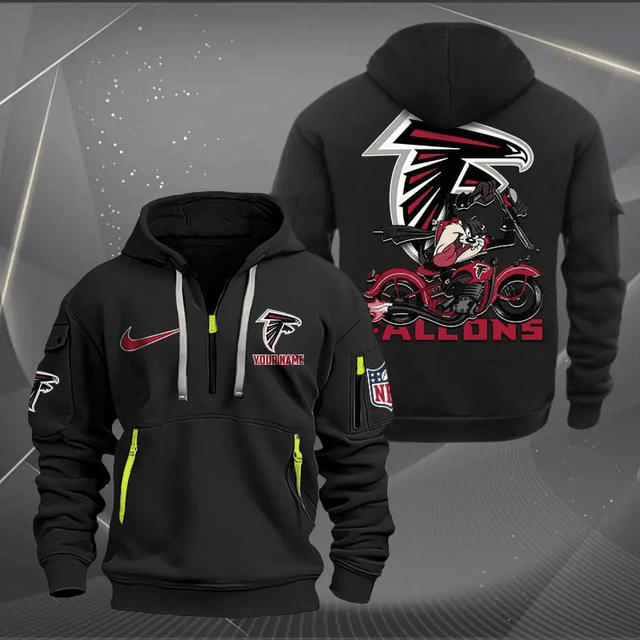 [SPECIAL OFFER] NEW CUSTOMIZED NFL18 ATF ATLANTA FALCONS MUTICOLOR QUARTER ZIP HOODIE