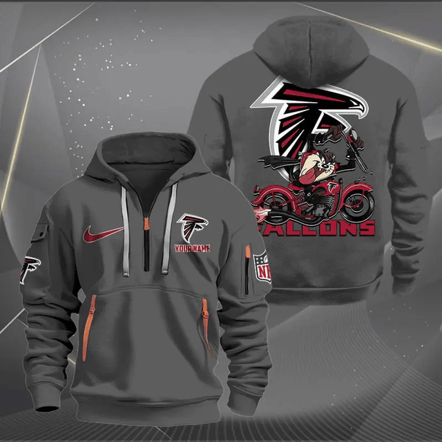 [SPECIAL OFFER] NEW CUSTOMIZED NFL18 ATF ATLANTA FALCONS MUTICOLOR QUARTER ZIP HOODIE
