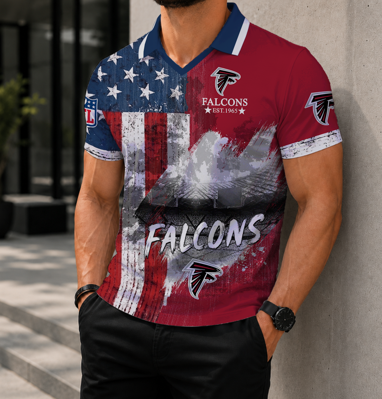SPECIAL EDITION - NEW CUSTOMIZED NFL18 ATF ATLANTA FALCONS POLO SHIRT