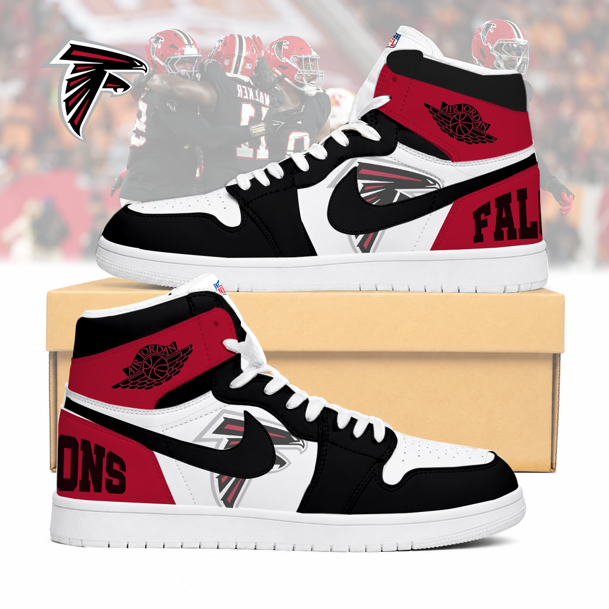 LIMITED EDITION - NEW CUSTOMIZED NFL18 ATF ATLANTA FALCONS AIR JORDAN SNEAKERS