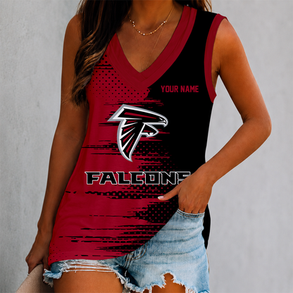 LIMITED EDITION - NEW CUSTOMIZED NFL18 ATF ATLANTA FALCONS WOMEN'S V-NECK TANK TOP