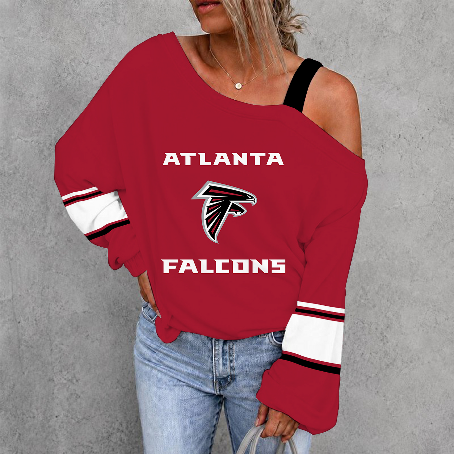 [SPECIAL OFFER] NEW CUSTOMIZED NFL18 ATF ATLANTA FALCONS DROP SHOULDER SWEATSHIRT