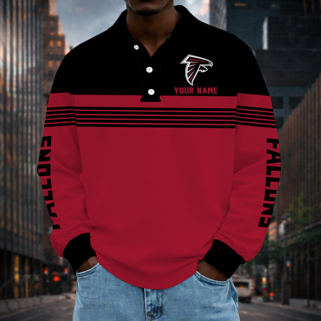 LIMITED EDITION - NEW CUSTOMIZED NFL18 ATF ATLANTA FALCONS LONG SLEEVE POLO SHIRT