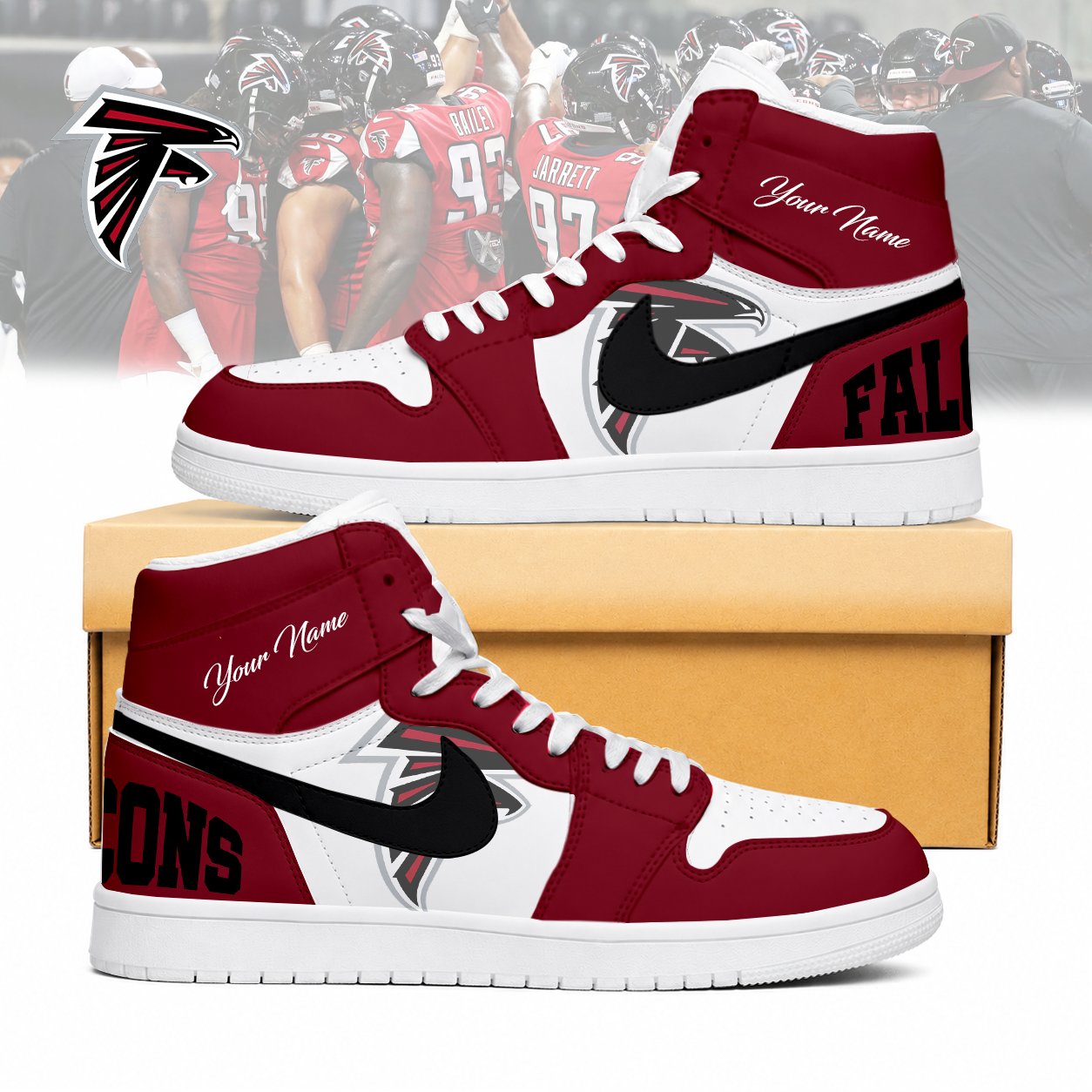 LIMITED EDITION - NEW CUSTOMIZED NFL18 ATF ATLANTA FALCONS AIR JORDAN SNEAKERS