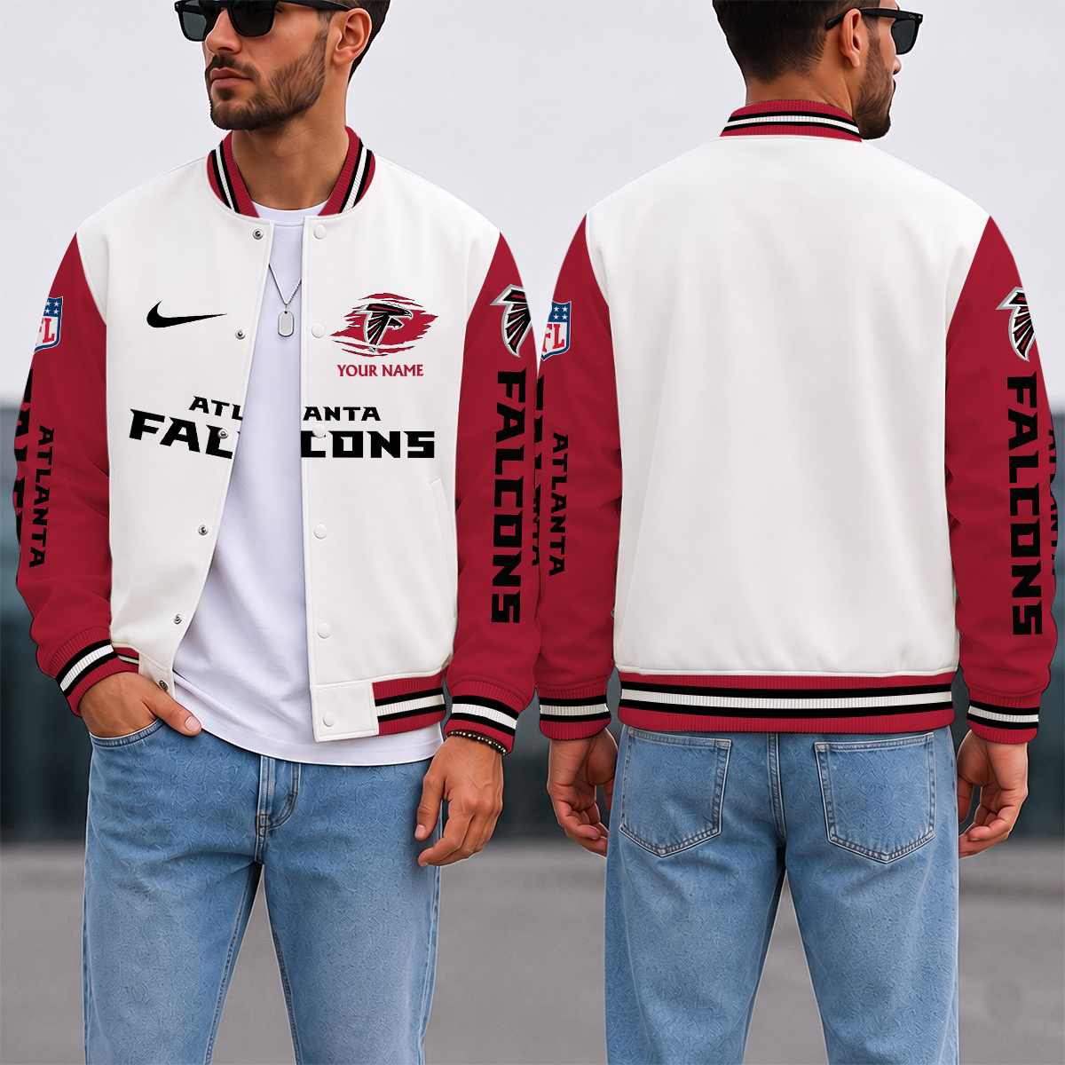 ELITE EDITION - NEW CUSTOMIZED NFL18 ATF ATLANTA FALCONS SATIN VARSITY & BASEBALL JACKET