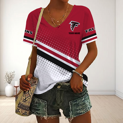 LIMITED EDITION - NEW CUSTOMIZED NFL18 ATF ATLANTA FALCONS V-NECK FEMALE SHIRT