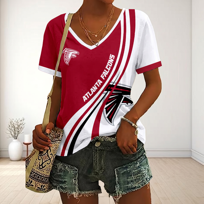 SPECIAL EDITION - NEW CUSTOMIZED NFL18 ATF ATLANTA FALCONS V-NECK FEMALE SHIRT
