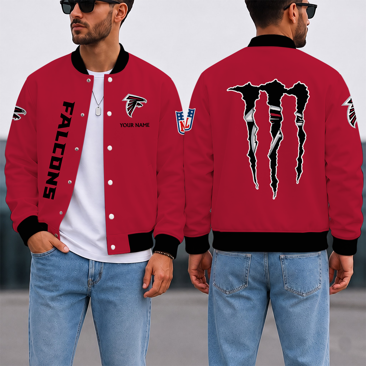 LIMITED EDITION - NEW CUSTOMIZED NFL18 ATF ATLANTA FALCONS SATIN VARSITY & BASEBALL JACKET