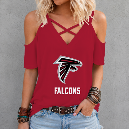 LIMITED EDITION - NEW CUSTOMIZED NFL18 ATF ATLANTA FALCONS CRISS CROSS V-NECK TOP